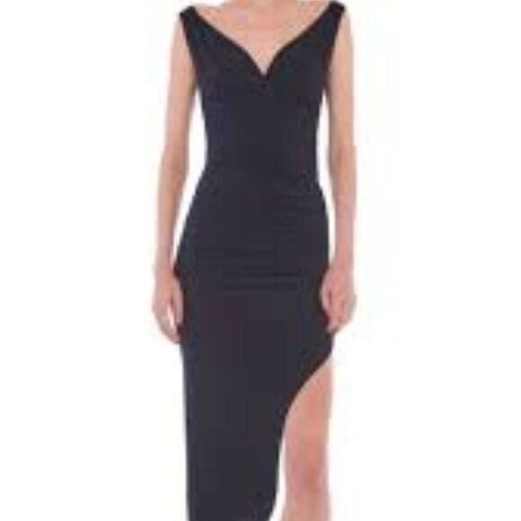 Norma Kamali Tara Side Drape Gown Black Size Small NWT - Picture 1 of 7